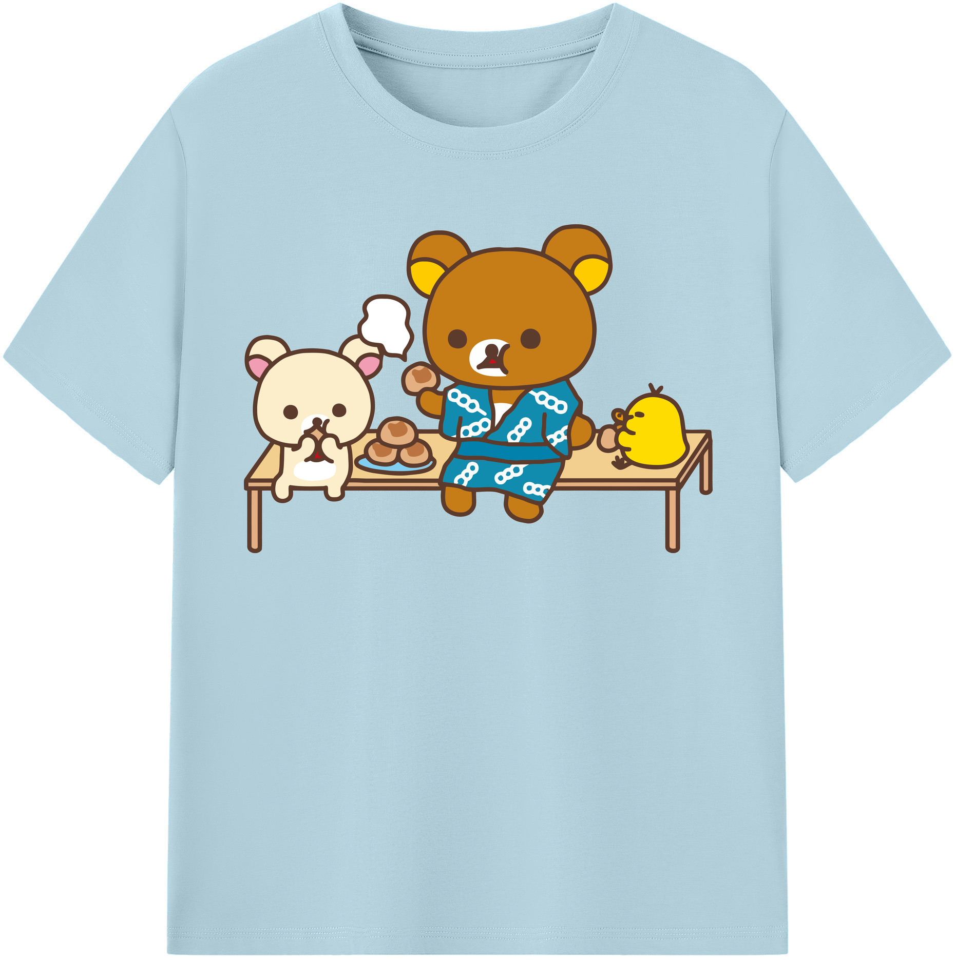 （画像用） リラックマ リラックマ キイロイトリ Rilakkuma Korilakkuma Kiiroitori 綿100％半袖Tシャツ（フロントプリント）